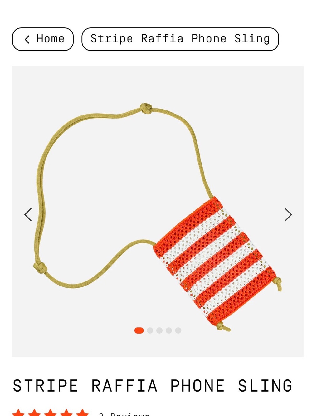 Verloop Knits Stripe Raffia Phone Sling - Orange & White, NWT